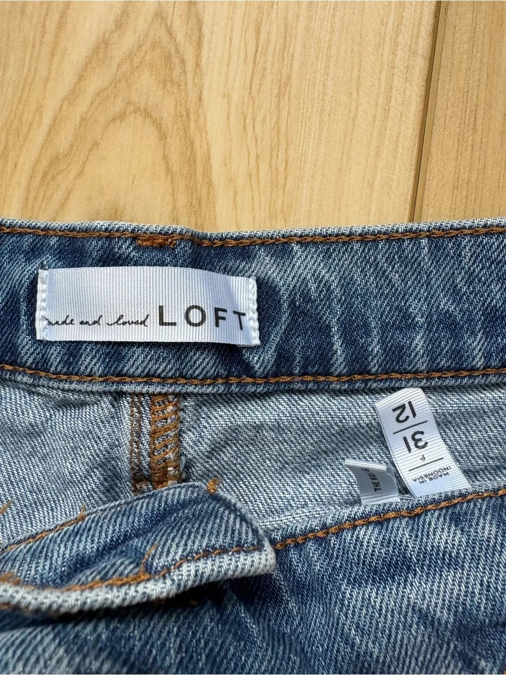 LOFT Sailor High-Rise Wide Leg Button-Pocket Blue Denim Jeans 31/12
